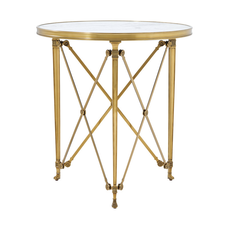 Table de bout Spencer London, Cannes laiton / gris, 29.5" H x 28" W x 28" D
