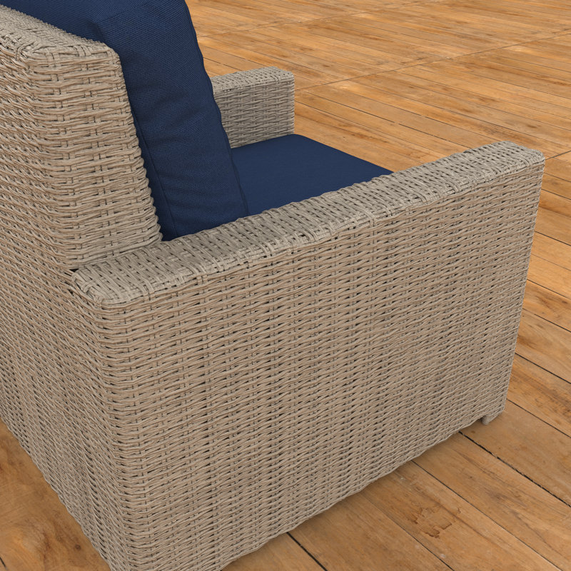 Chaise d'extérieur Henri avec coussins Sunbrella, Sunbrella tissu marine