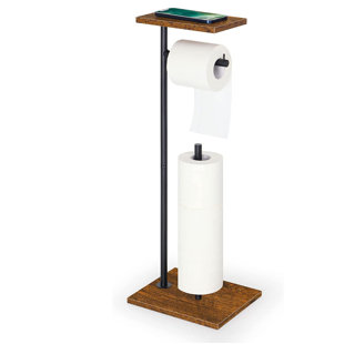 Toilet Paper Holder Stand:Industrial Cast Iron Pipe with Stained