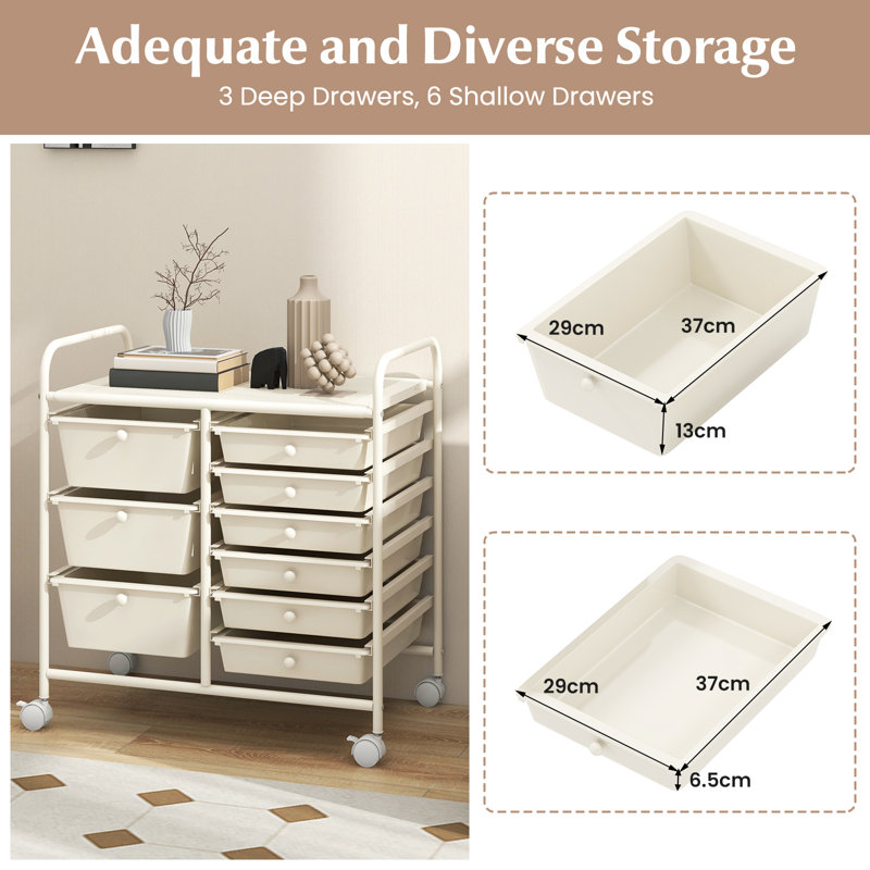 9 Drawer Storage Drawer, White