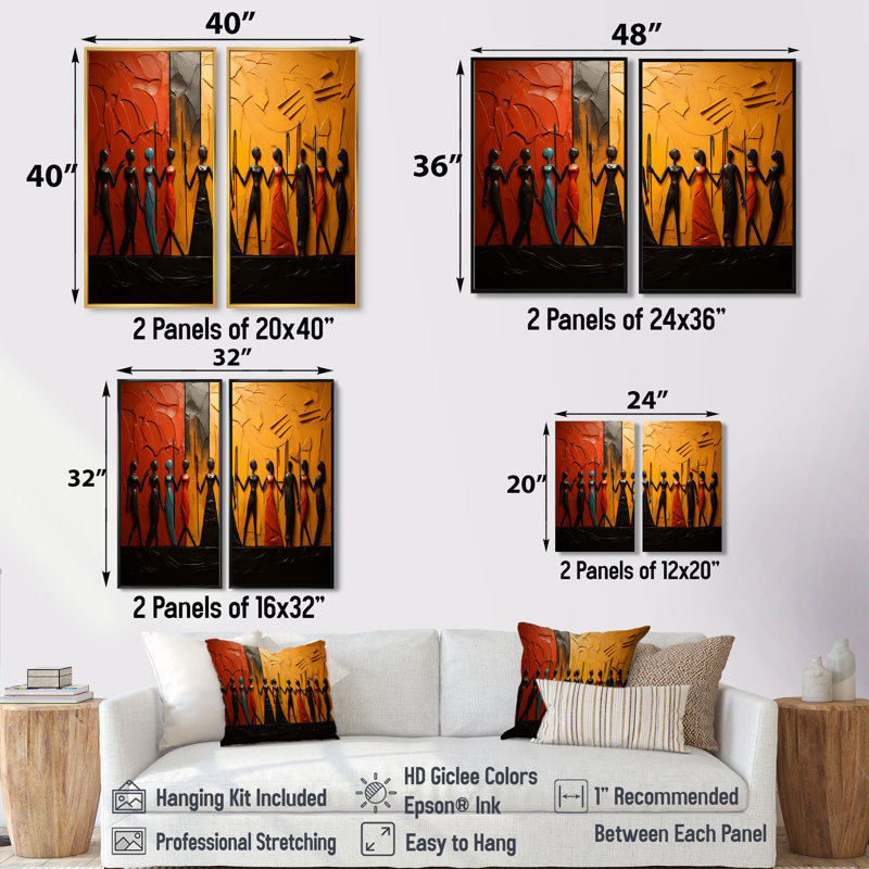 «African Tribal Rhythms», art mural tribal africain, Noir, H 36 po x l 48 po, Reproduction encadrée sans passe-partout