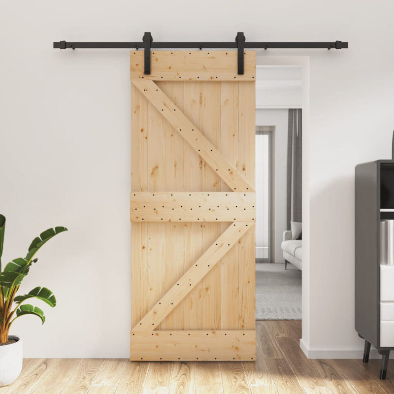 Porte coulissante avec quincaillerie Vidaxl, 33,5 po x 82,7 po, Noir/naturel