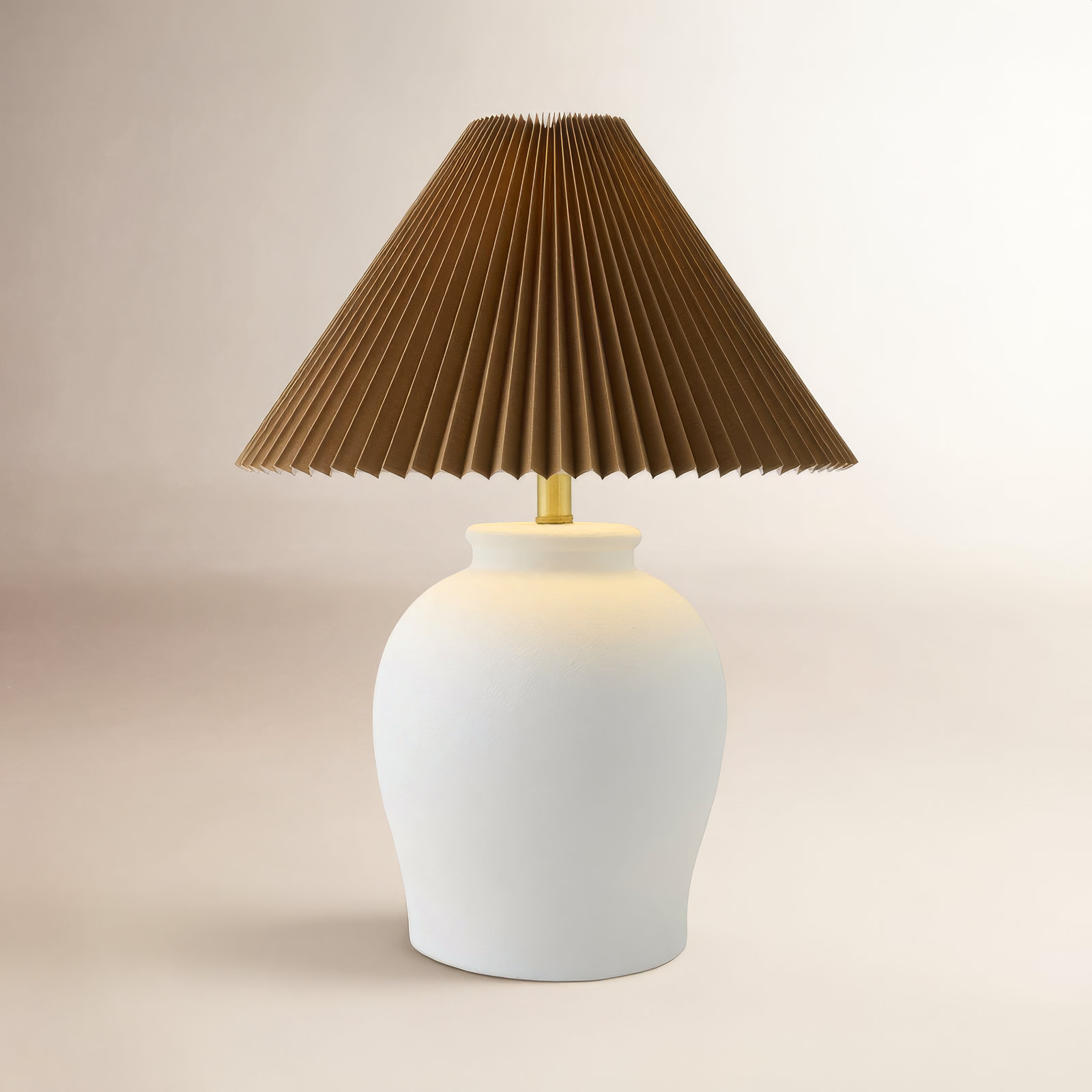 Chemise Ceramic Table Lamp, Classic Linen, White