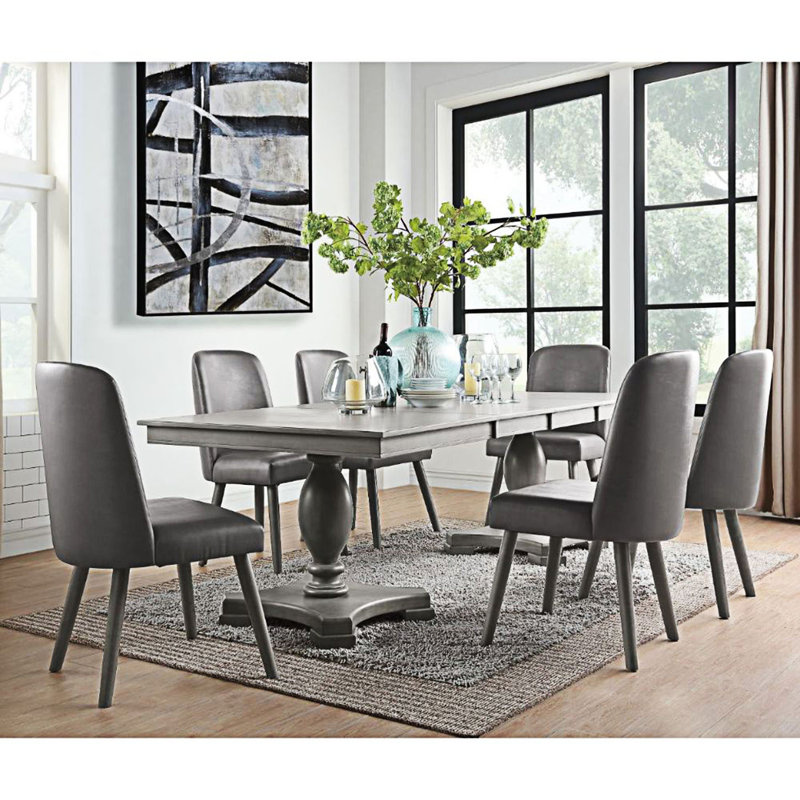 Rectangular Double Pedestal Table With Leaf