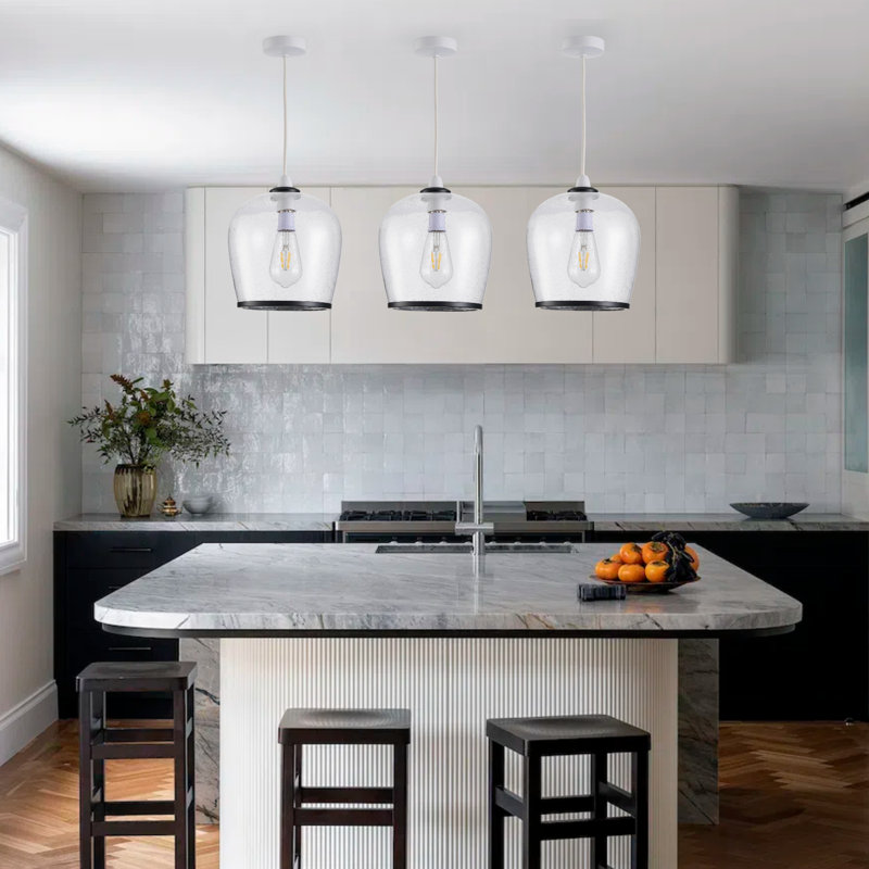 22cm H Glass Dome Pendant Shade ( Uno ), Matte Black