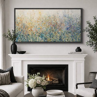 Doux pastel pastel abstrait paysage floral salon très grandes photos, impression sur toile encadrée