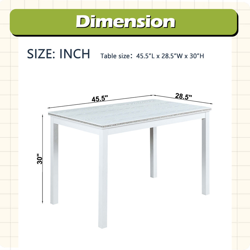 Table de salle à manger en bois, table de cuisine pour petits espaces, table de salle à manger pour 4 personnes