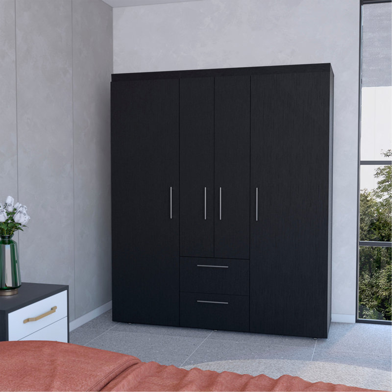 Armoire 2 portes noire tout-en-un