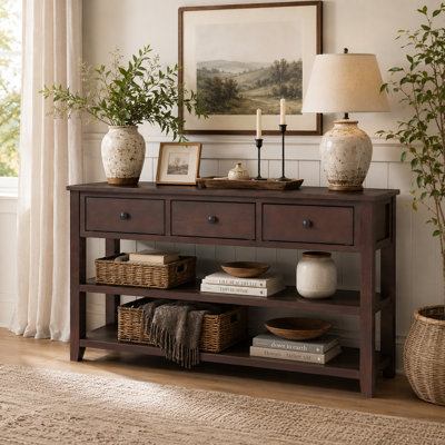 Cabras Console Table with Two Open Shelves, storage credenza, sideboards and buffets
