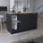 Juniper Kitchen Island with Large Top Surface, Double Door Cabinet, and Open Shelves Black / Ibiza Marble-1370696298