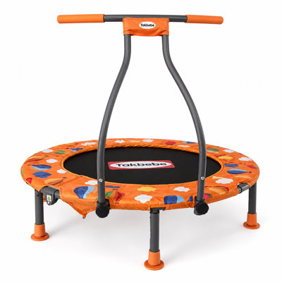TECHSPORT 40" Mini Trampoline with Handle, Foldable Indoor Rebounder for Kids & Adults, Safe Home Exercise Trampoline, Orange
