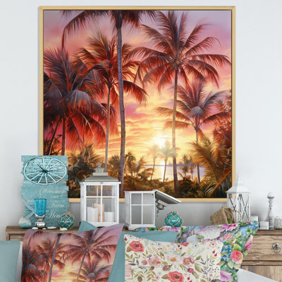 Rose radiance coucher de soleil palmiers IV