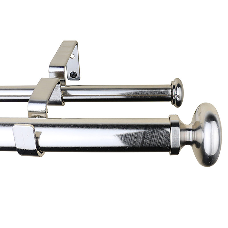 Tringle à rideaux double Aralee, Argent, 84" - 120"