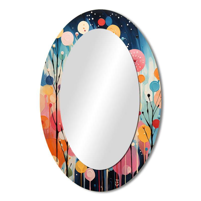 Mid-Century coloré, contrastes colorés III - Décoration murale ovale multicolore, 36 po x 24 po
