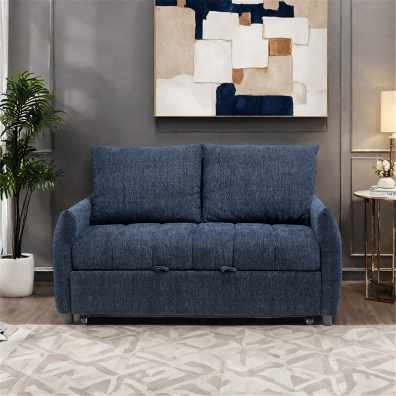Causeuse moderne en tissu, canapé-lit convertible avec chargement USB, compact pour les petits espaces et les appartements, facile à assembler