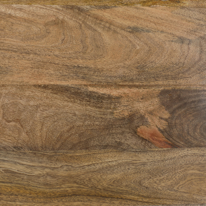 Table basse à tambour en bois de manguier, Naturel