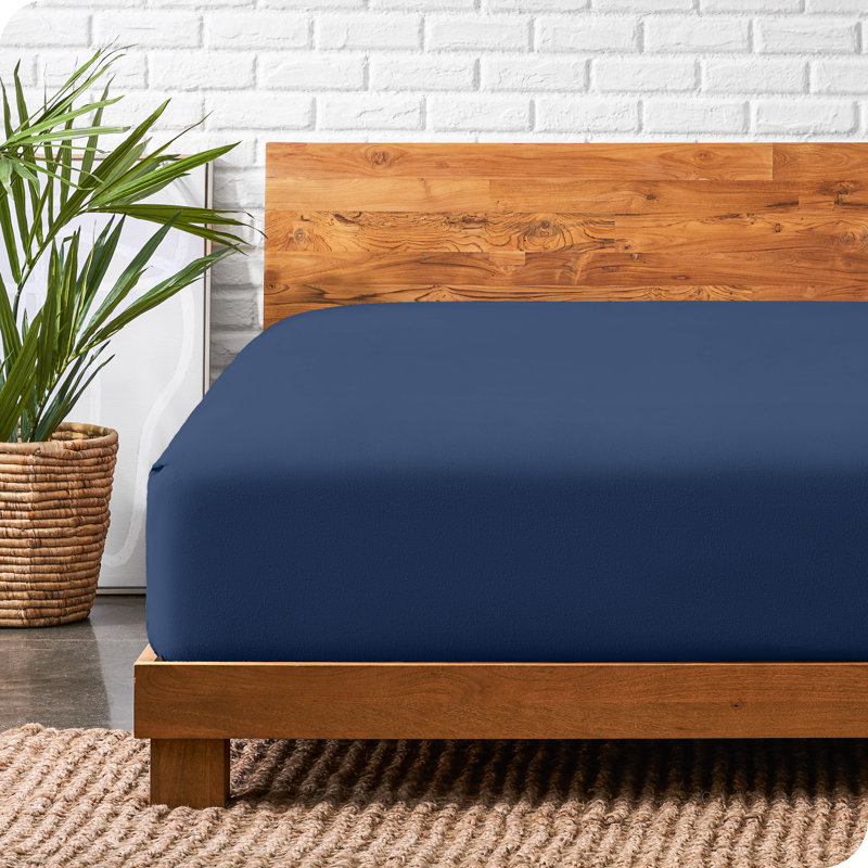Flannel Machine Woven Fitted Sheet, Twin Fitted Sheet, Dark Blue