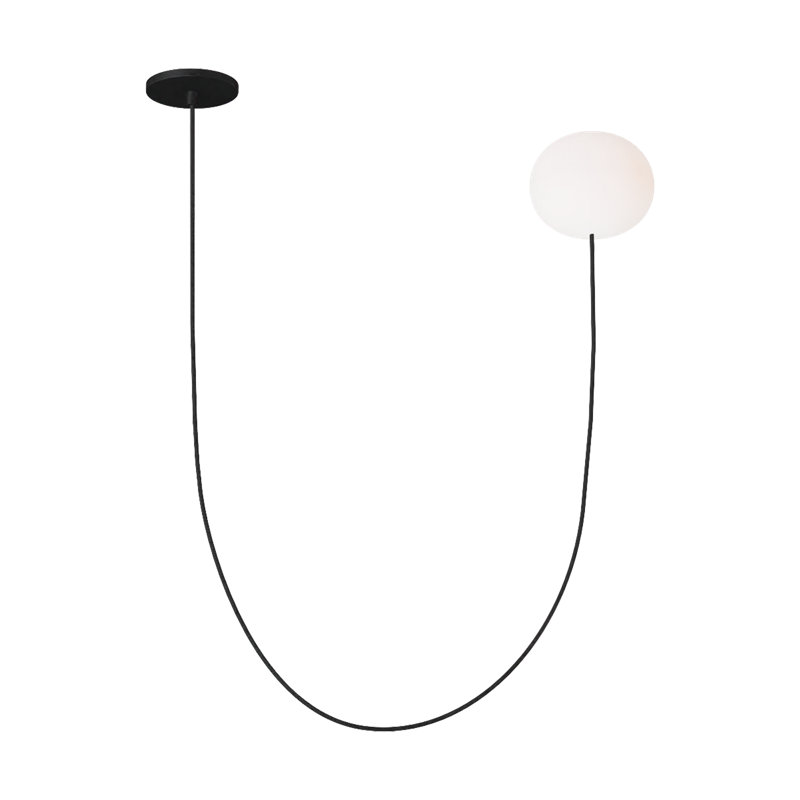 Peter Bristol Helium 1-light large LED chandelier in matte black finish with glass shade, 8.7" H x 21.6" W x 21.6" D