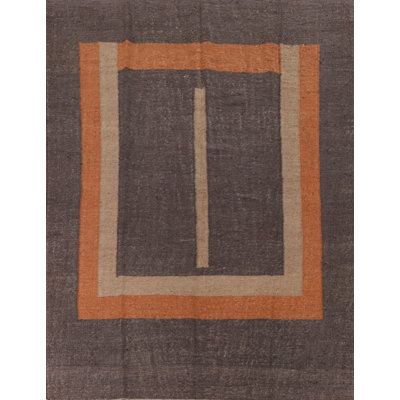 Tapis turc moderne brun Kilim 8 x 10