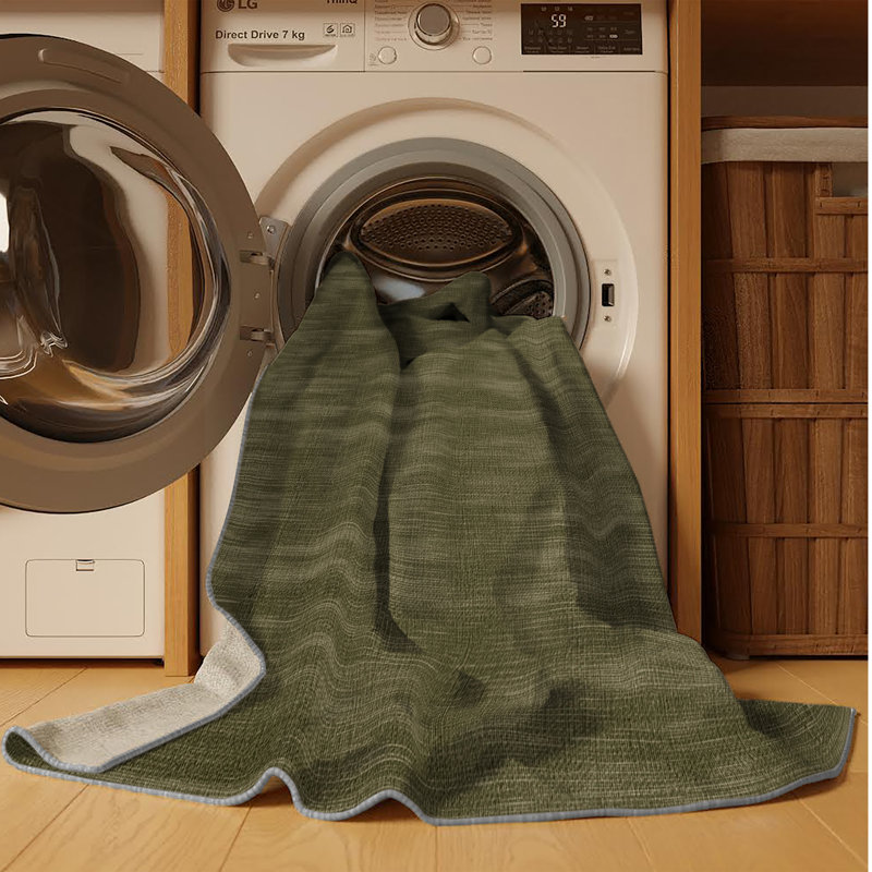 Tapis brun uni lavable à la machine, Rectangulaire 8 pi x 10 pi