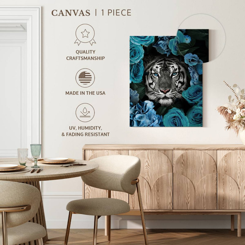 " Floral Tiger " by Shawn's Illusions, 45" H x 36" W x 1.25" D