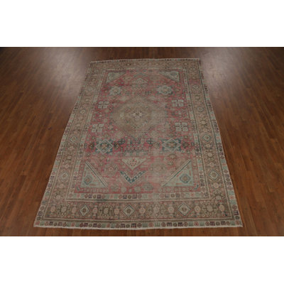Pink Geometric Traditional Area Rug 7x10