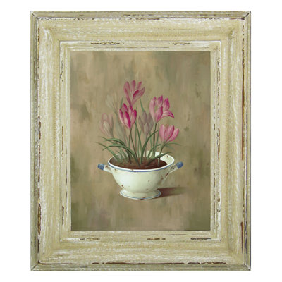 Crocus in Vase 1 Piece Single Picture Frame Wall Art Set on Canvas
