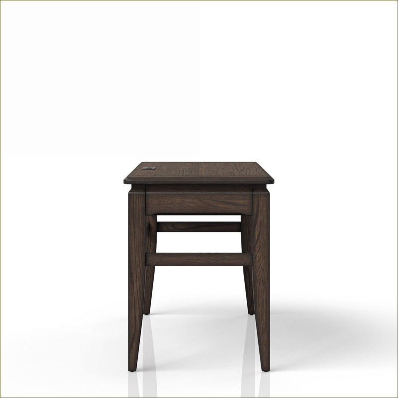 Bureau 50 po avec tiroir de rangement et amp; Power Ready | Chocolat | Bois massif + panneau de fibres à densité moyenne