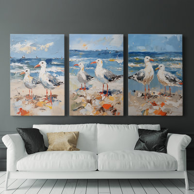 Sea and Shore  Series  CXIII  -Set Of 3 Gallery Wrapped Canvas -Ready to Hang