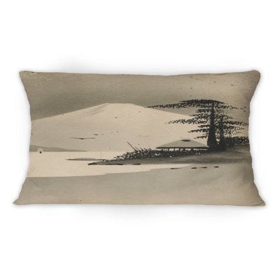 Coussin décoratif paysage d'hiver avec paysage de montagne Fuji