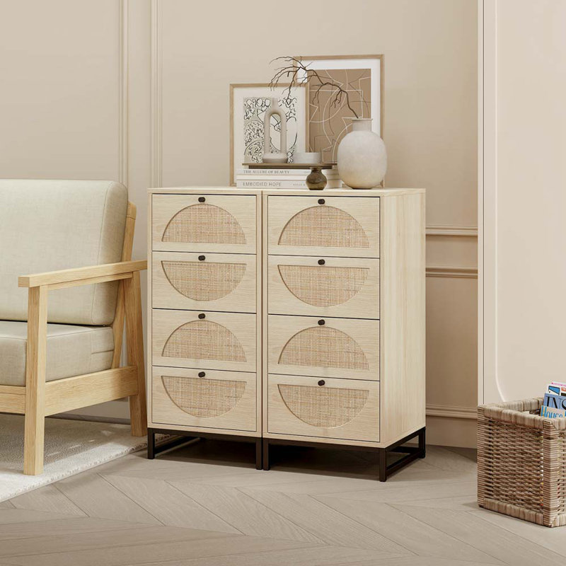 Commode décorative 4 tiroirs Utica, Naturel, H 40,75 po x l 37,8 po x P 15,75 po