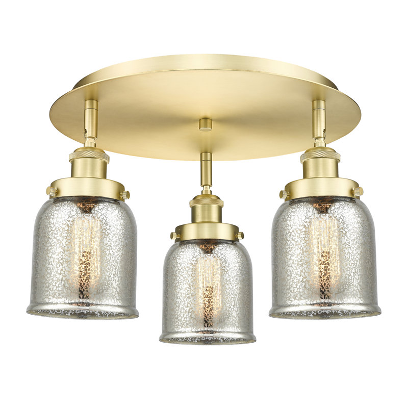 Bejtullah Glass Flush Mount, Satin Gold, Silver Plated Mercury