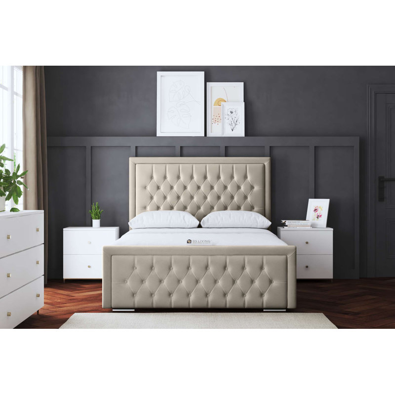 Allegra Upholstered Ottoman Bed with Headboard, Single (3'), Beige