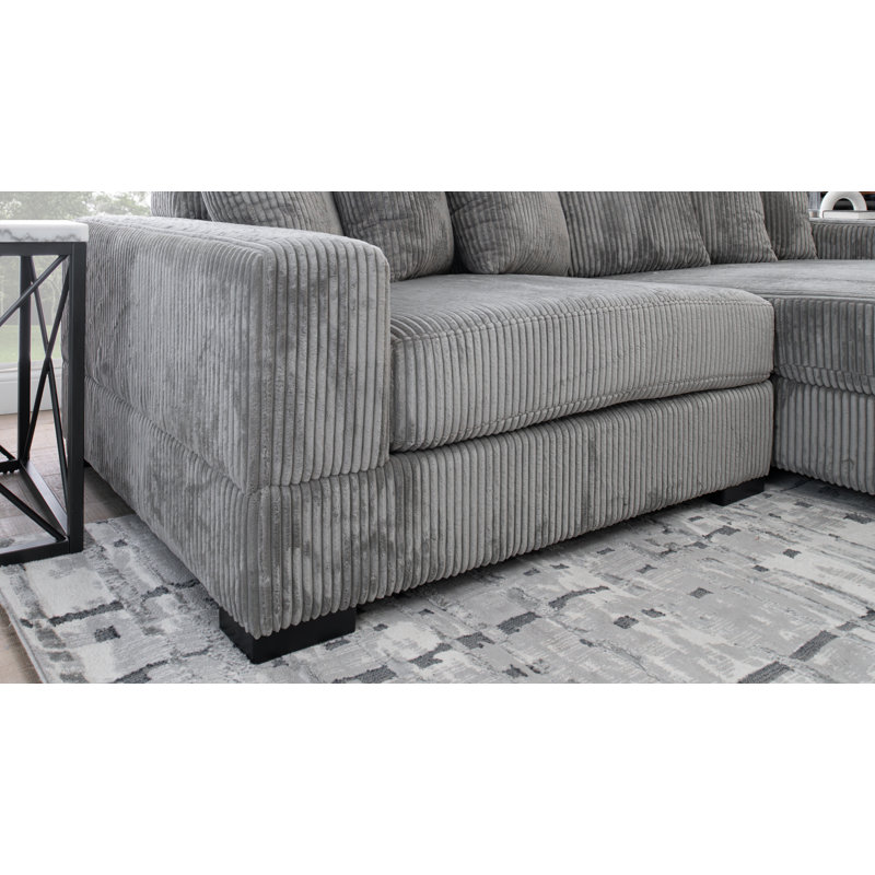 Luxe 108" Corduroy Sectional, Fog