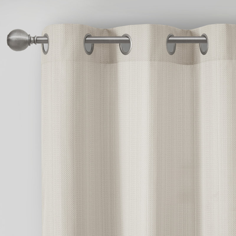 Ivory Room Darkening Grommet Top Polyester Curtain Panels