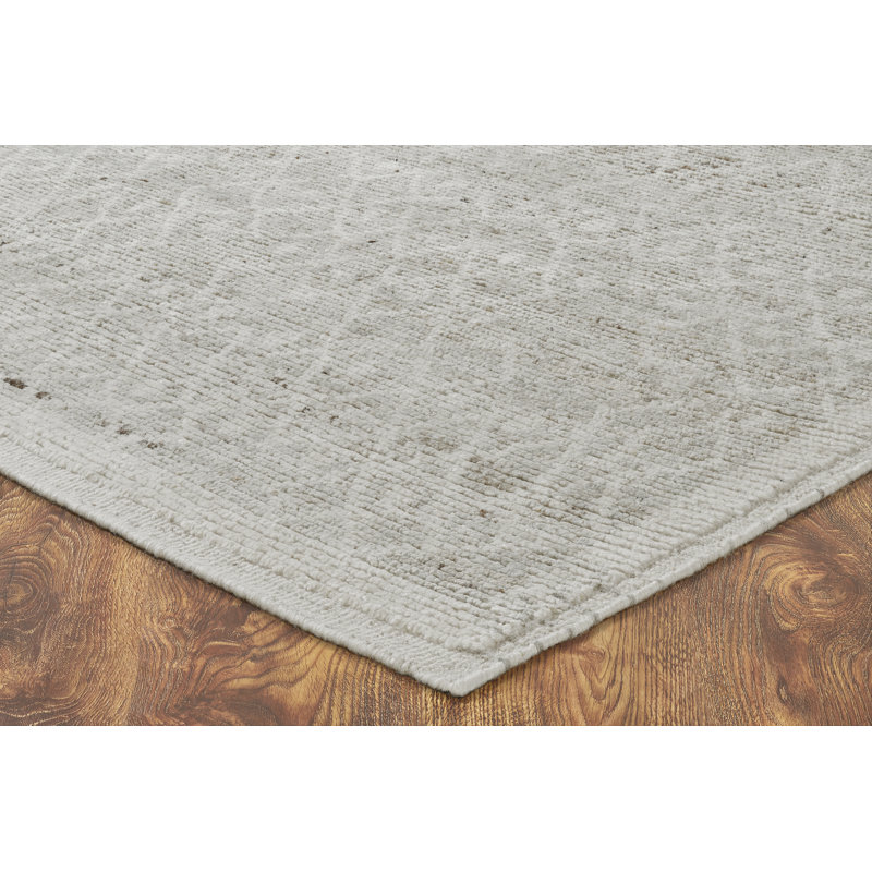 Prato Rectangle Handmade Wool Area Rug in Silver, Rectangle 6' x 9'