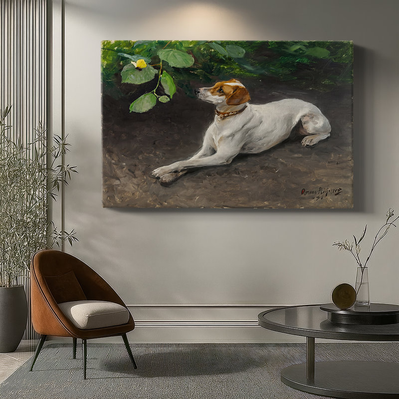 Fox Terrier with a Butterfly-Bruno Liljefors-Gallery Wrapped Canvas-1891, 12 x 18