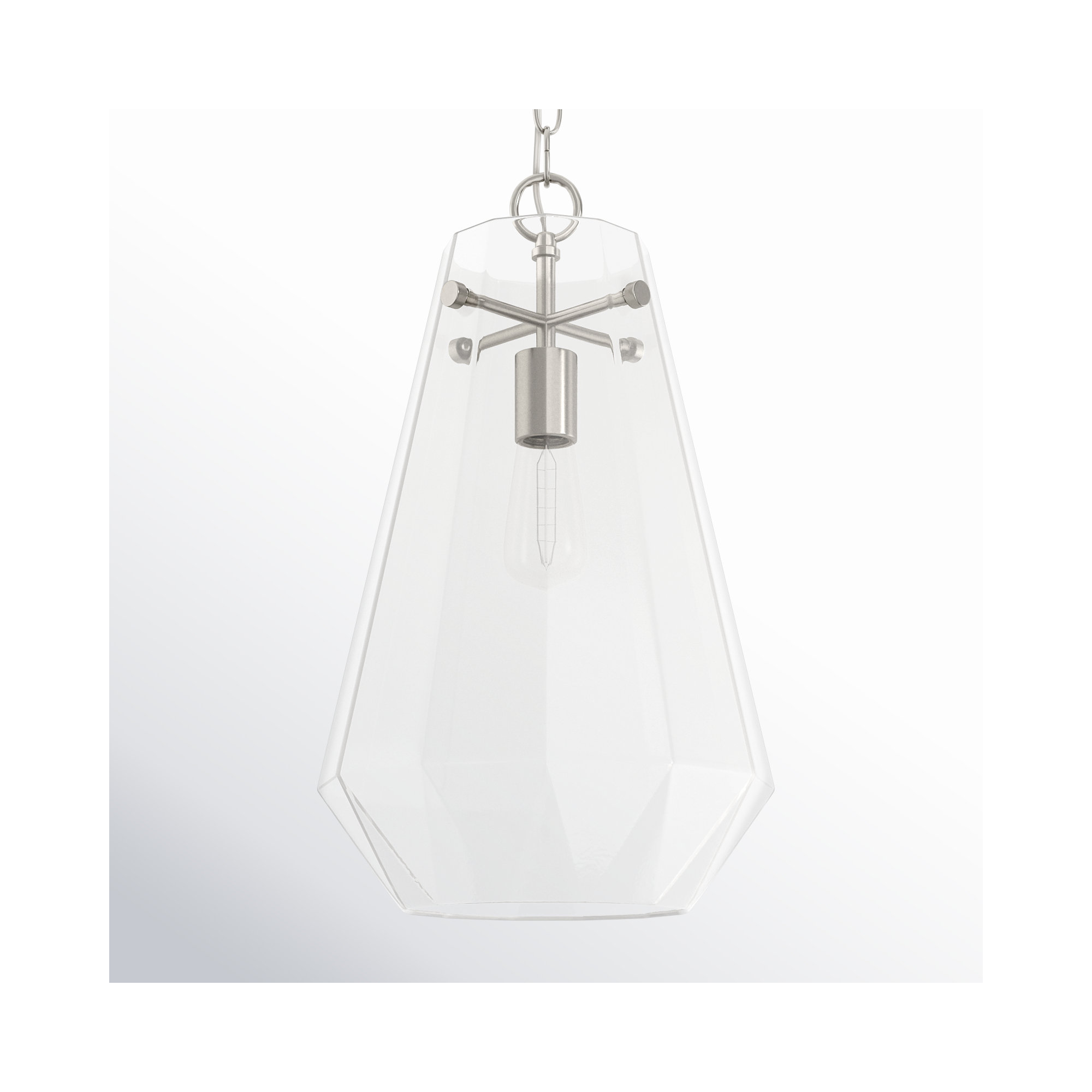 Single Light Glass Dimmable Pendant, Brushed Nickel