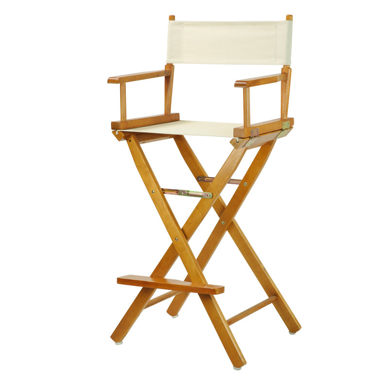 Chaise de réalisateur pliante de 30 po avec toile, Chêne miel, Naturel / blé