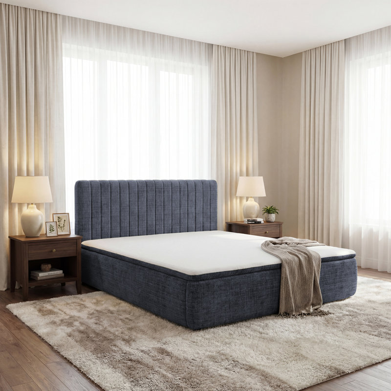 High Resilience Compression Bed, Blue, Queen