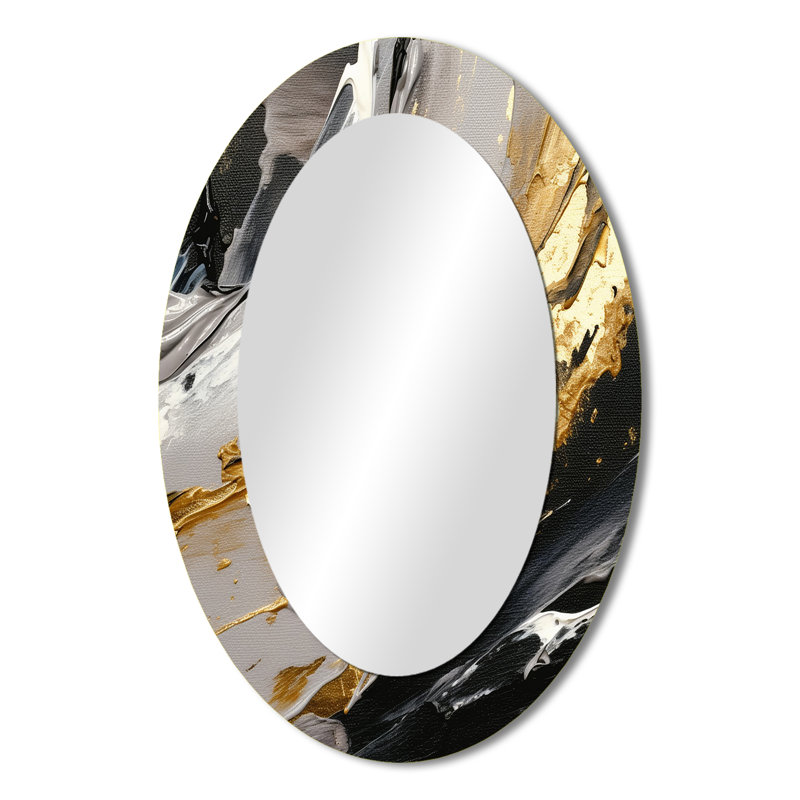 Mystery Awakening VI - Black Modern Oval Wall Mirror, 36" x 24"