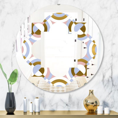 Quatrefoil Circular Geometric Shapes Pattern Eclectic Frameless Wall Mirror