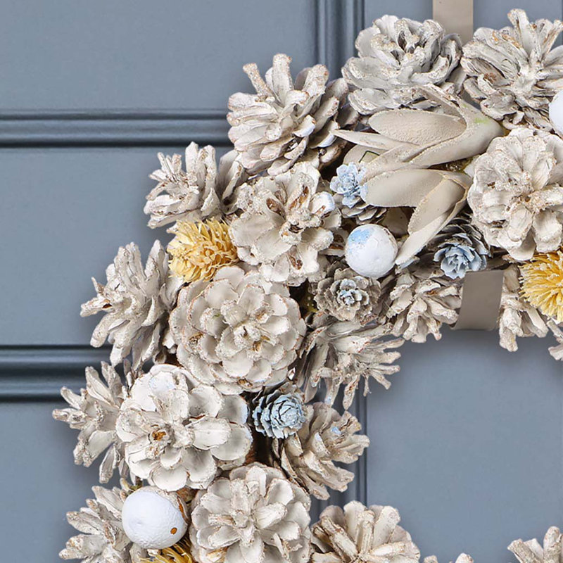 Handcrafted Faux Pinecones 36cm Wreath