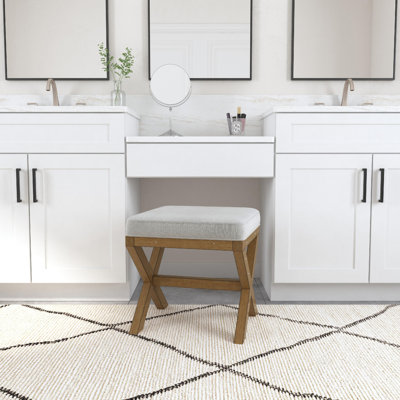 Keane  Backless Wood Vanity Stool