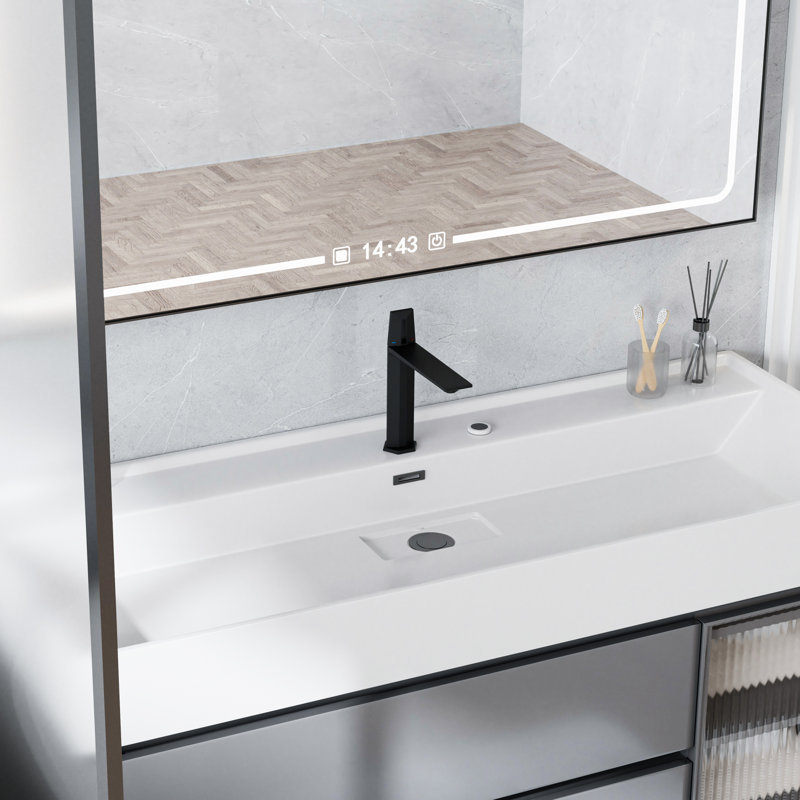 Robinet de salle de bain monocorps et monocommande, robinet haut frais et moderne, Noir mat