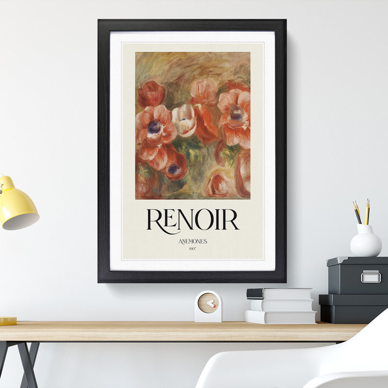 Anemones by Pierre-Auguste Renoir - Picture Frame Painting, 48cm H x 36cm W x 2cm D, Black Framed