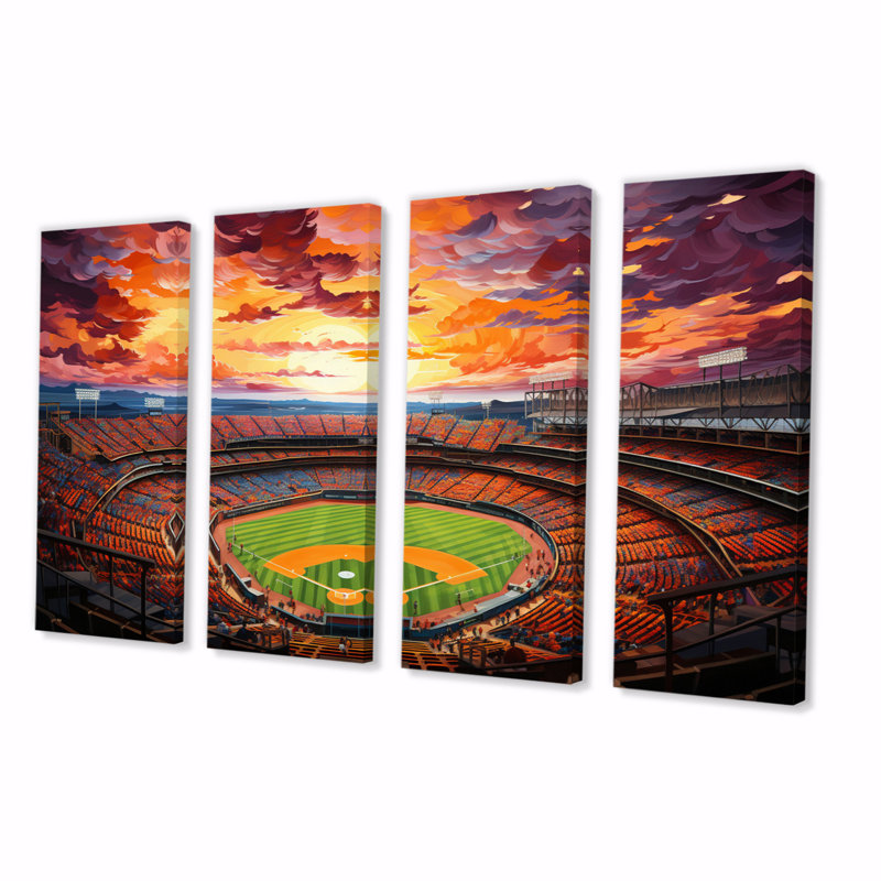 "Abstract Baseball Stadium IV" sur toile, reproduction de 4 pièces