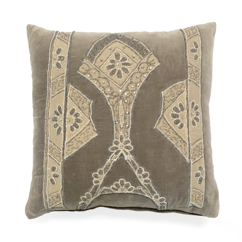 Embroidered Velvet Throw Pillow