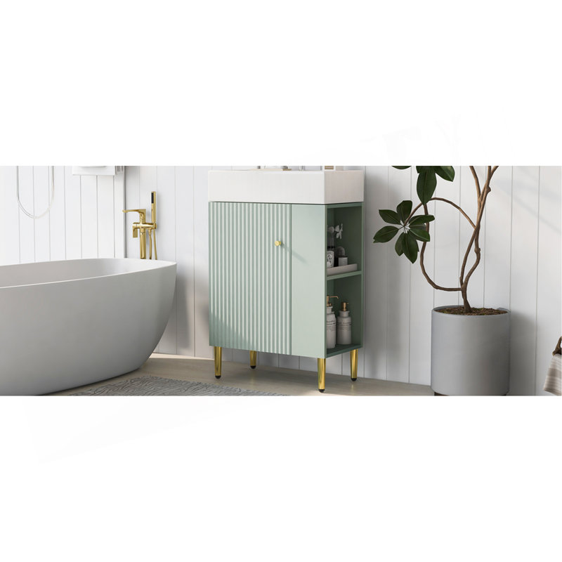 Meuble-lavabo moderne avec rangement spacieux et design élégant, Vert