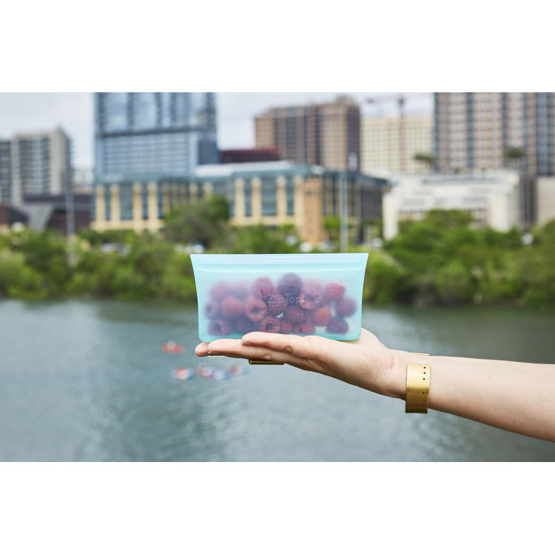 Sacs de rangement pour aliments réutilisables à fermeture éclair | Ensemble de 3 sacs [Bleu sarcelle] | Va au micro-ondes, au lave-vaisselle et au congélateur
